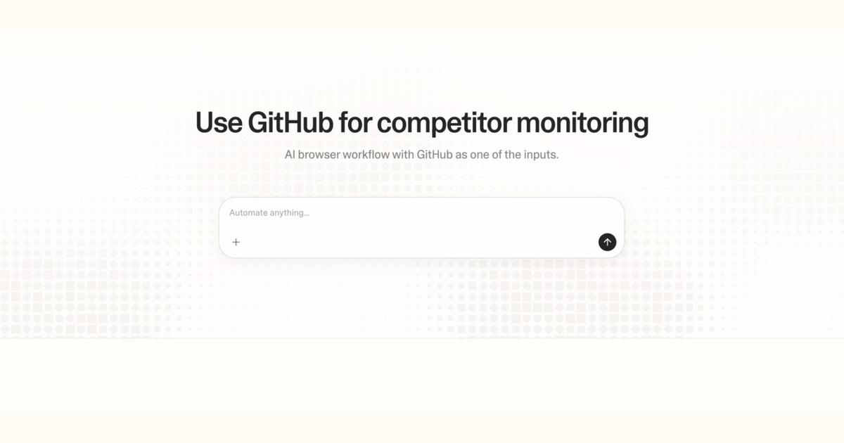 Diagram of Strawberry AI browser workflow using GitHub for competitor monitoring