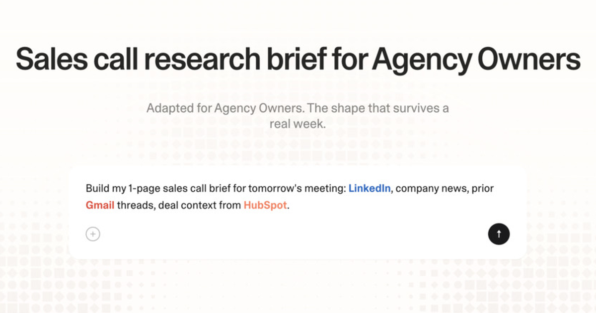 Sales call research brief for agency owners