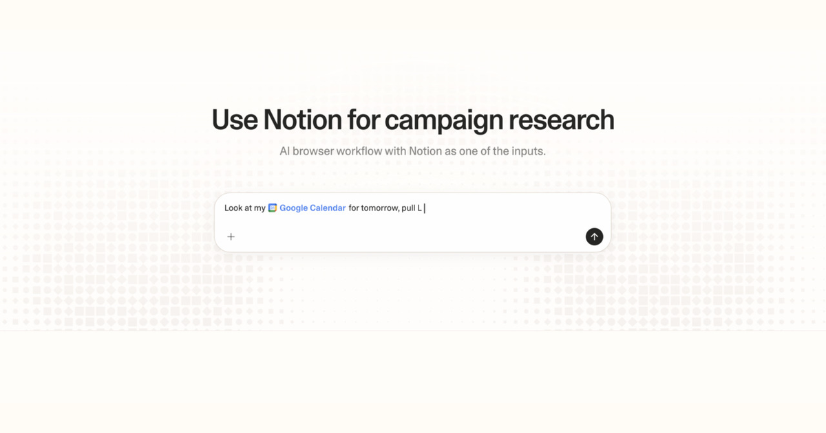 Diagram of Strawberry AI browser workflow using Notion for campaign research