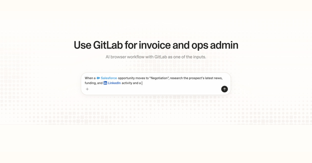 Diagram of Strawberry AI browser workflow using GitLab for invoice and ops admin