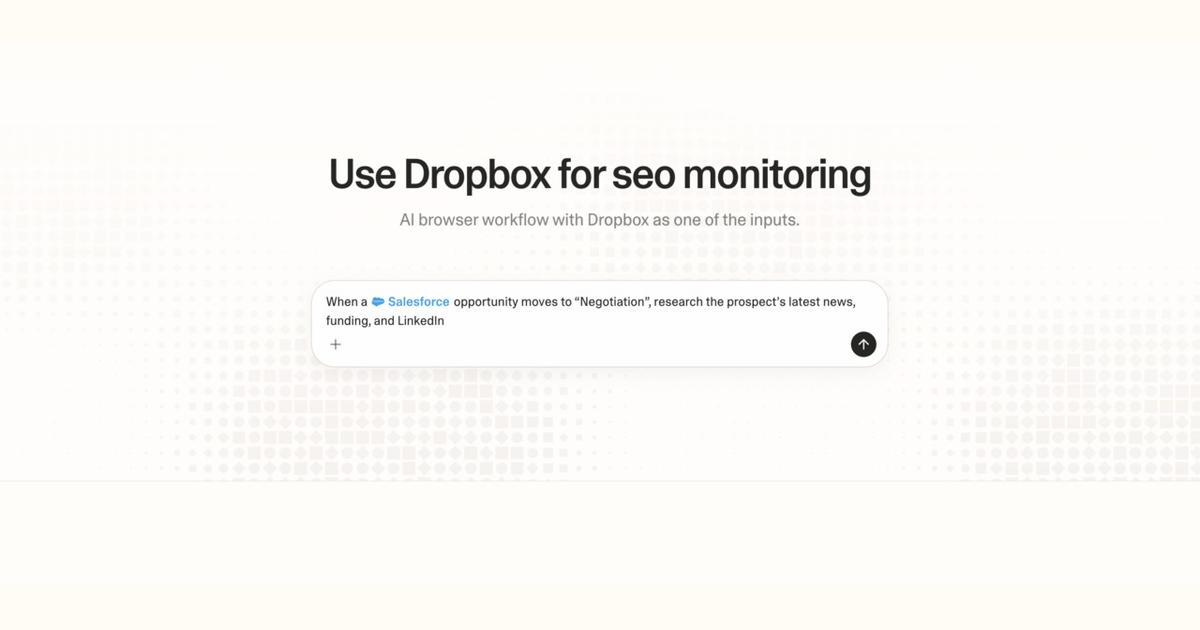 Diagram of Strawberry AI browser workflow using Dropbox for SEO monitoring