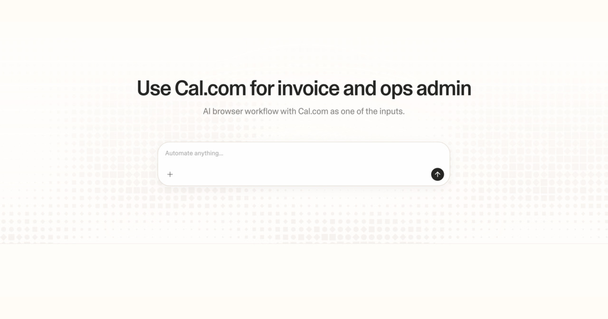 Diagram of Strawberry AI browser workflow using Cal.com for invoice and ops admin