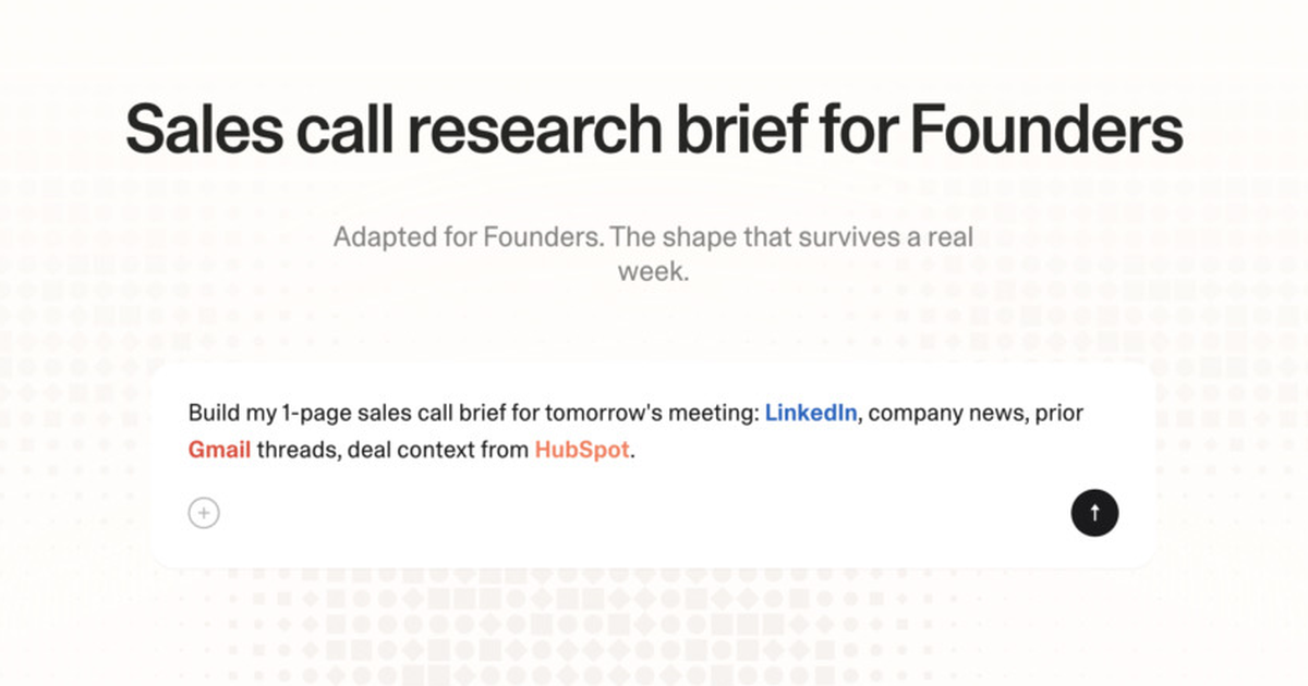 Sales call research brief for founders