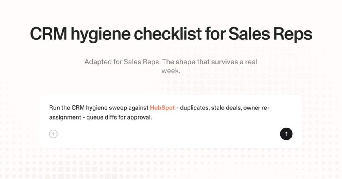CRM hygiene checklist for sales reps