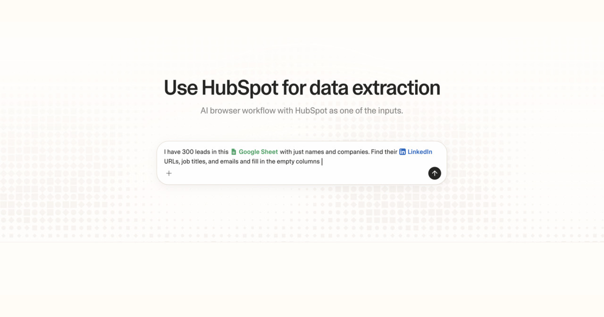 Diagram of Strawberry AI browser workflow using HubSpot for data extraction