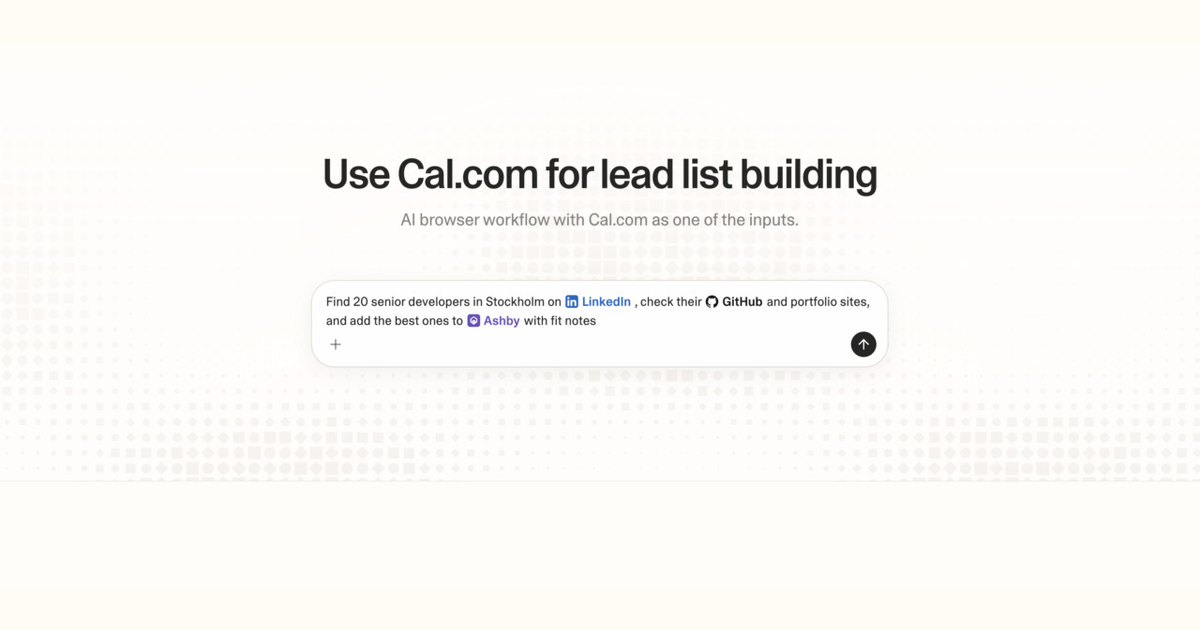 Diagram of Strawberry AI browser workflow using Cal.com for lead list building