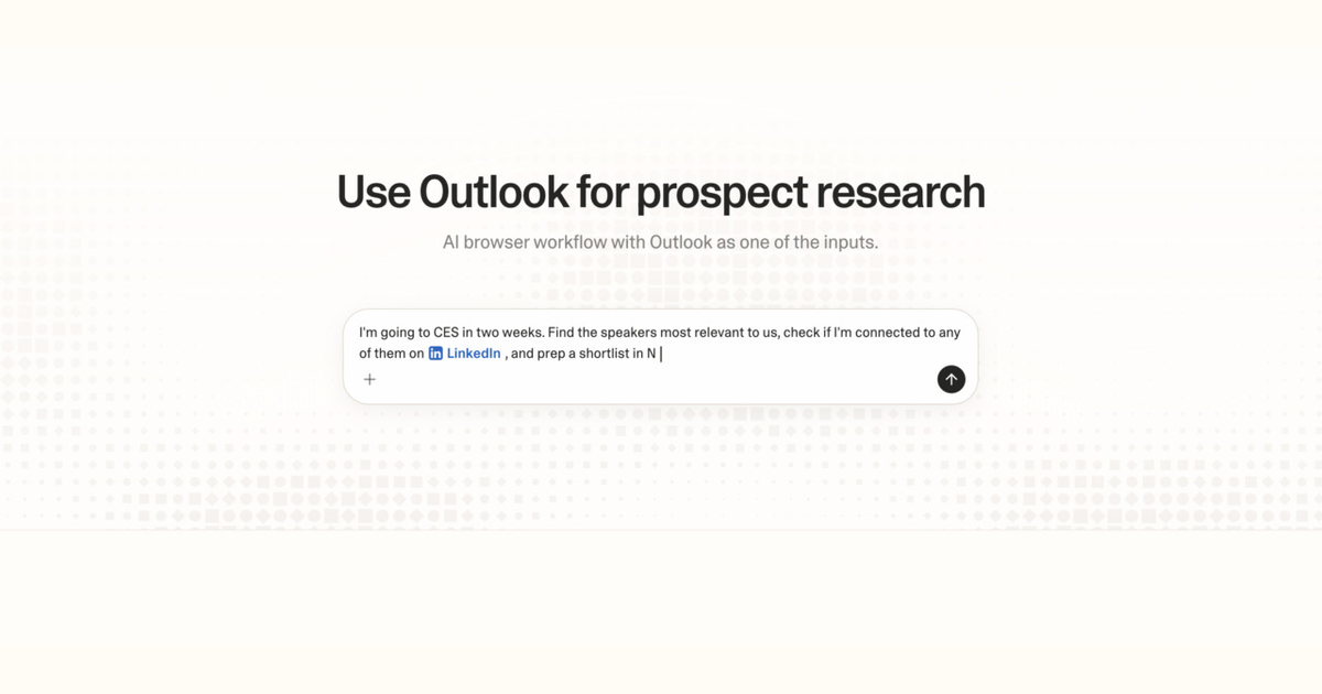 Diagram of Strawberry AI browser workflow using Outlook for prospect research