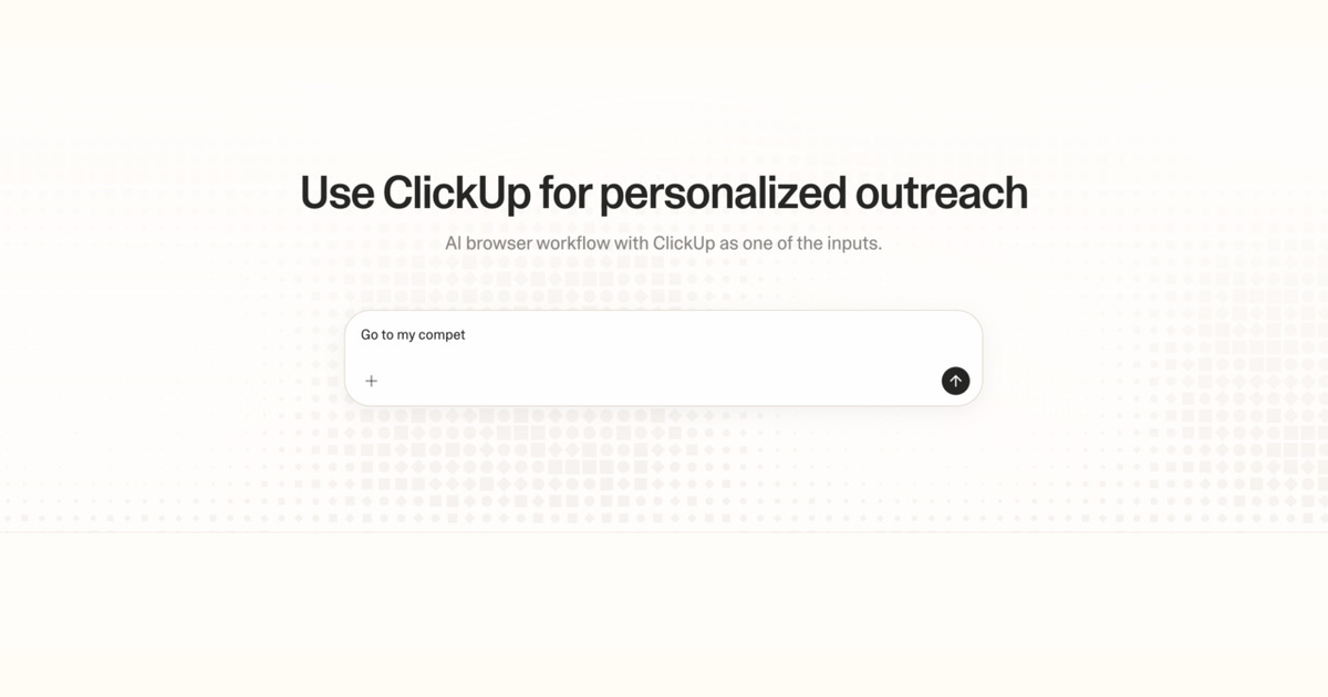 Diagram of Strawberry AI browser workflow using ClickUp for personalized outreach