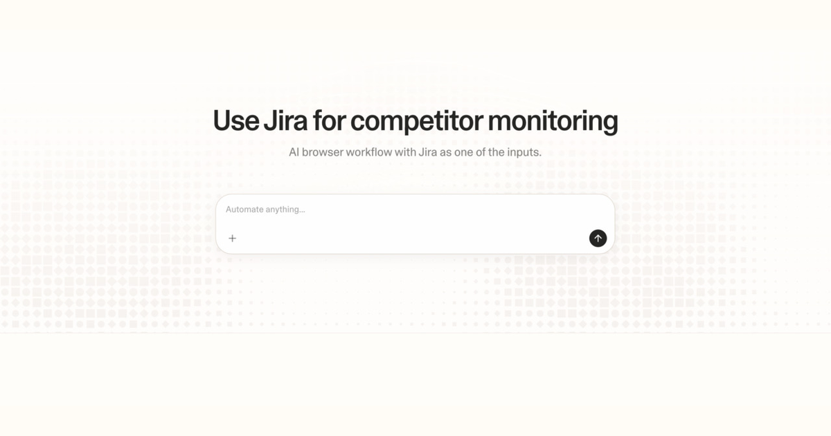 Diagram of Strawberry AI browser workflow using Jira for competitor monitoring