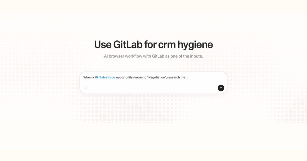 Diagram of Strawberry AI browser workflow using GitLab for CRM hygiene