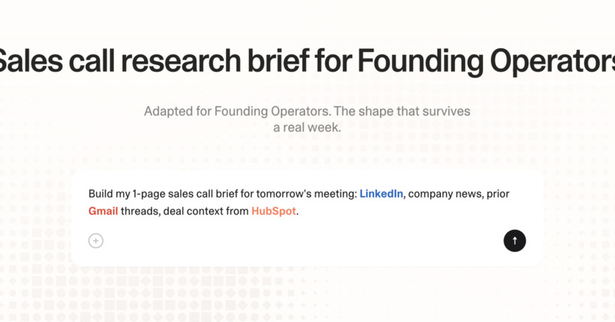 Sales call research brief for founding operators