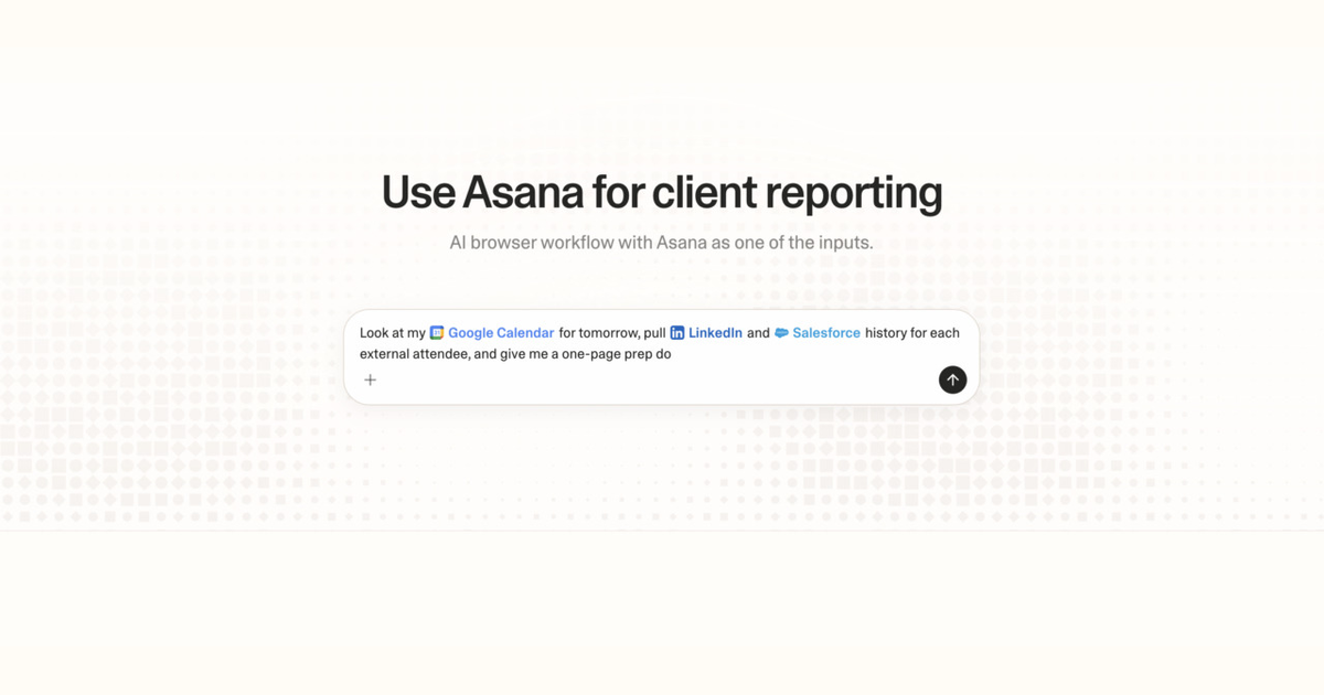 Diagram of Strawberry AI browser workflow using Asana for client reporting