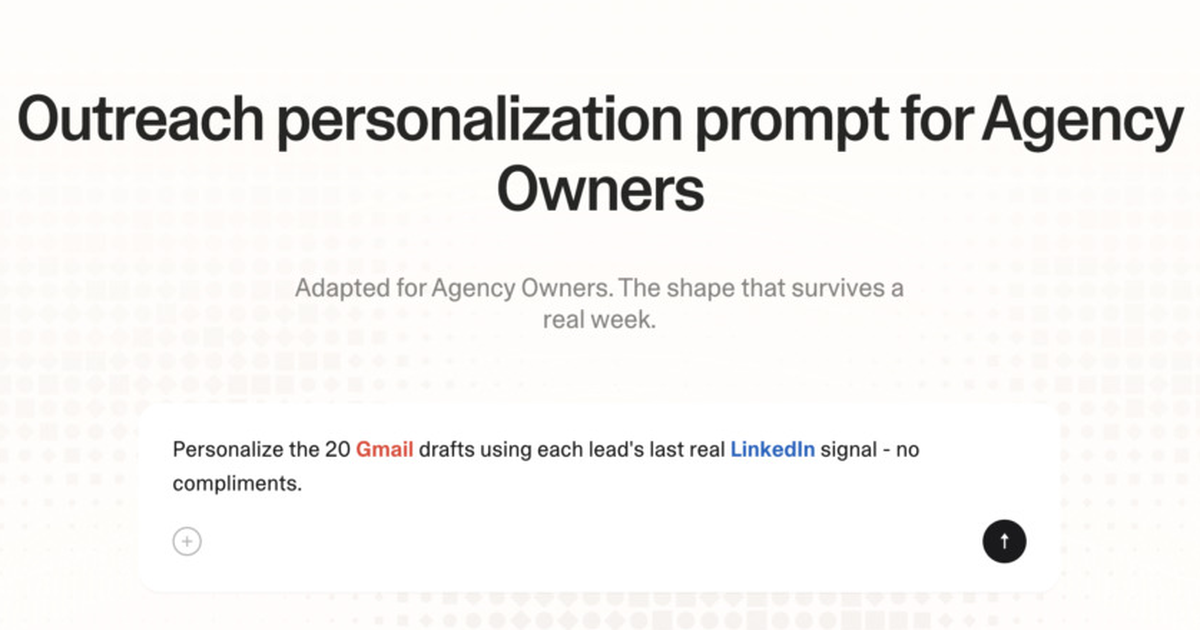 Outreach personalization prompt for agency owners