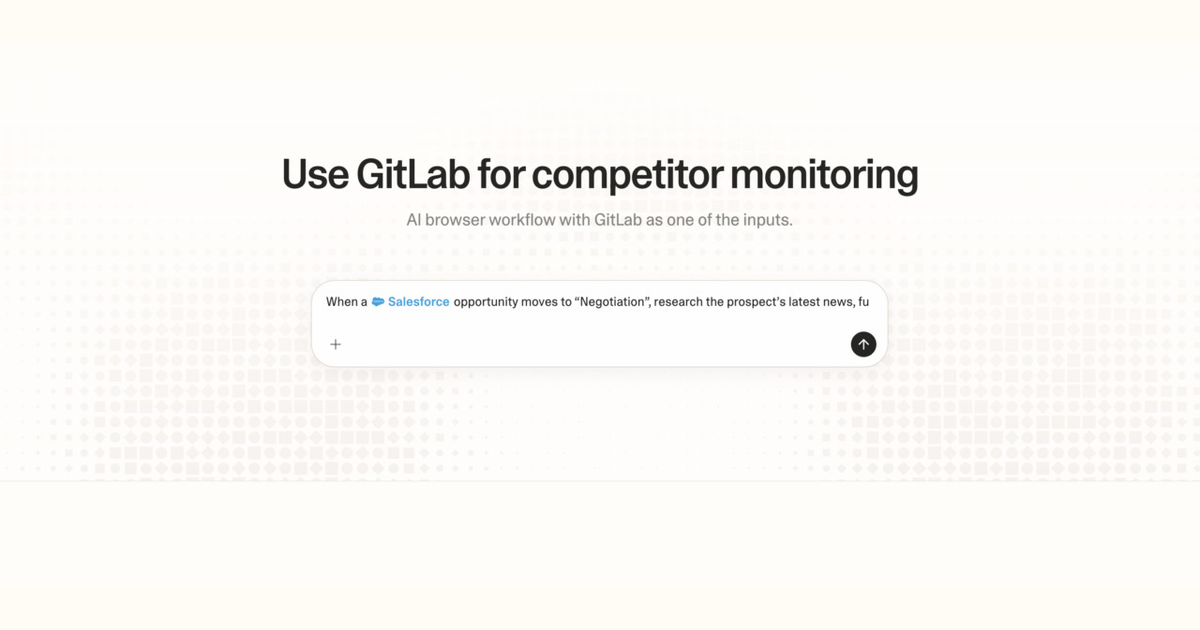 Diagram of Strawberry AI browser workflow using GitLab for competitor monitoring