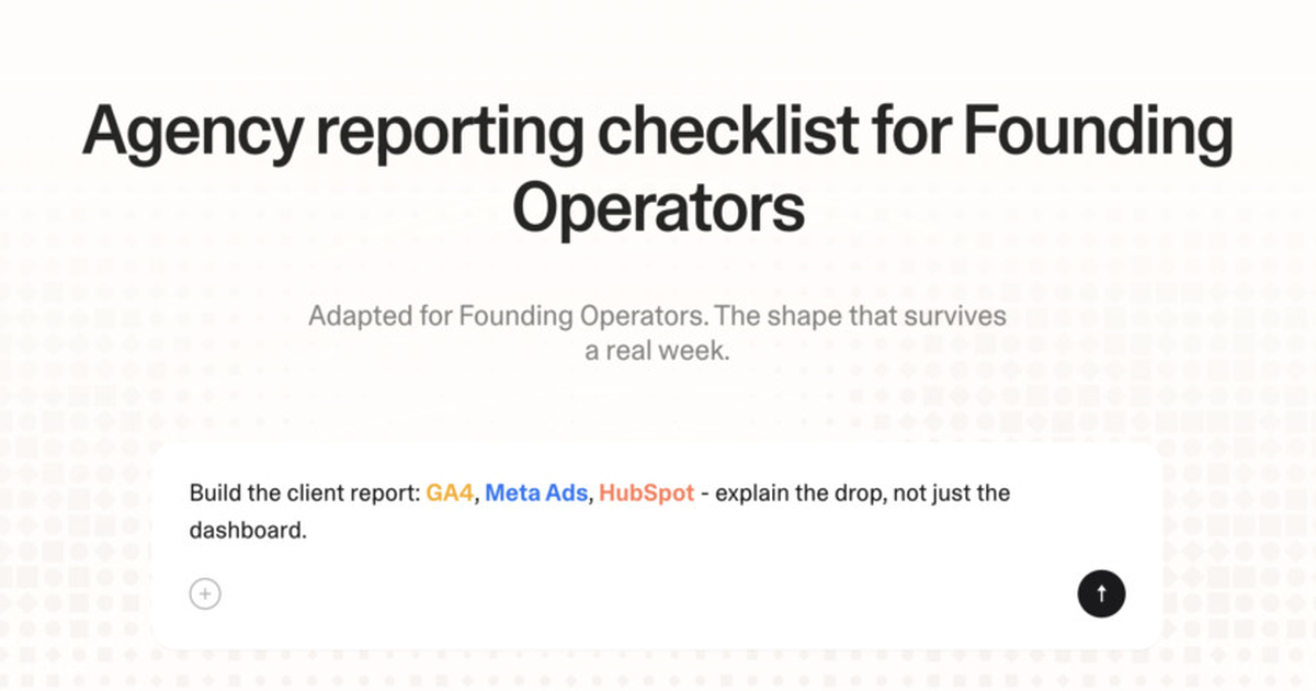 Agency reporting checklist for founding operators