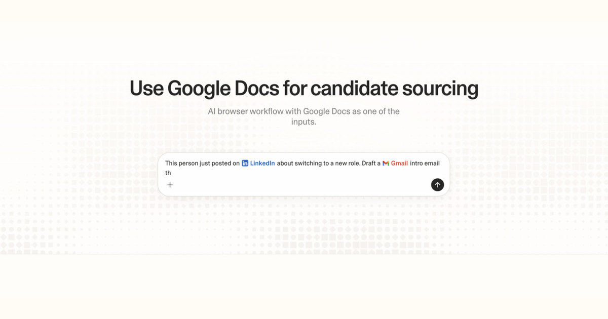 Diagram of Strawberry AI browser workflow using Google Docs for candidate sourcing
