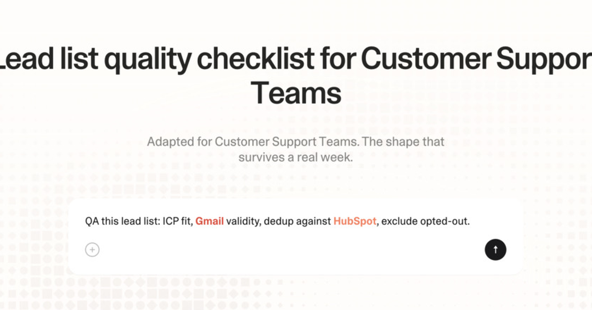 Lead list quality checklist for customer support teams