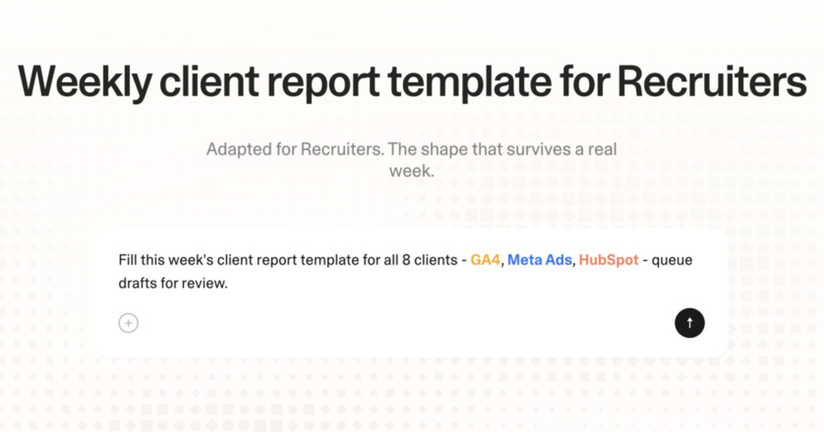 Weekly client report template for recruiters