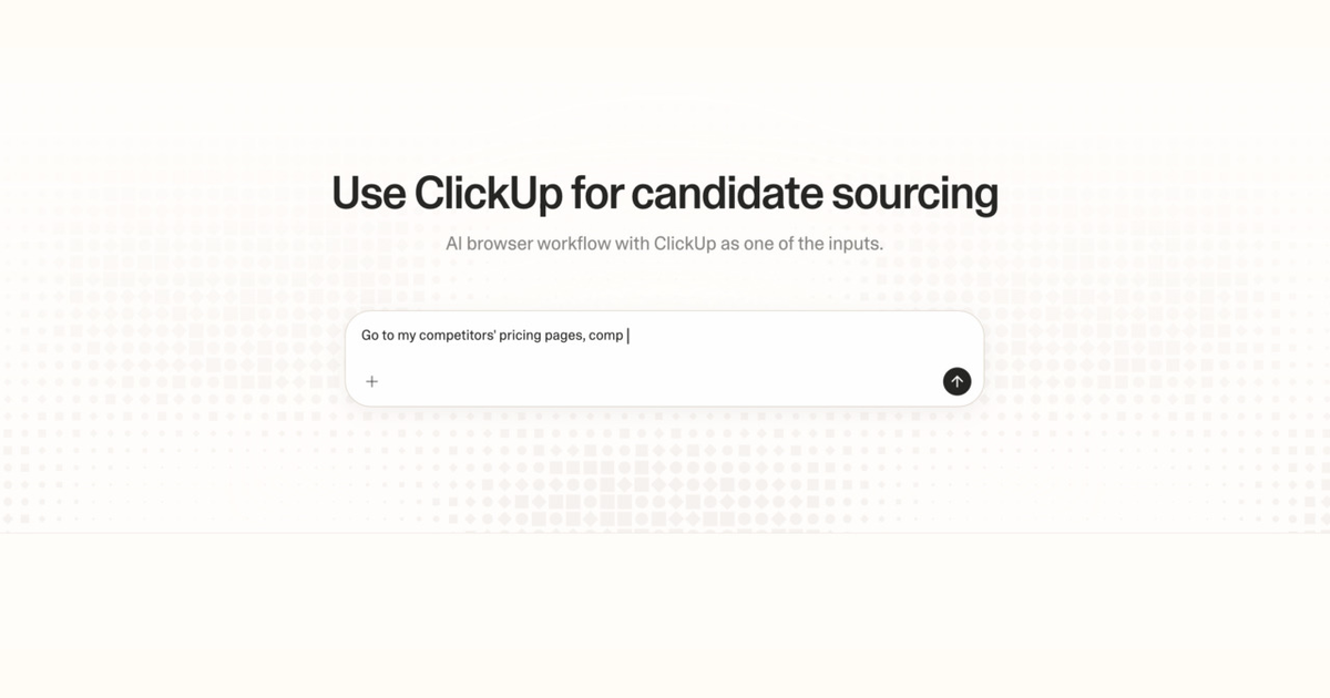 Diagram of Strawberry AI browser workflow using ClickUp for candidate sourcing
