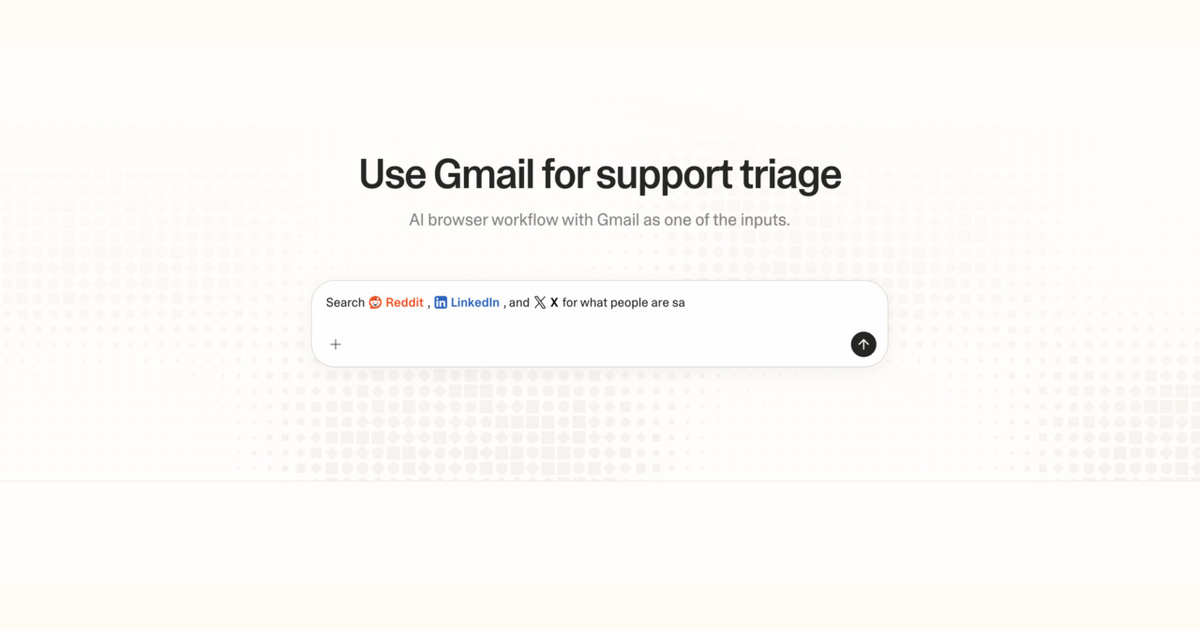 Diagram of Strawberry AI browser workflow using Gmail for support triage
