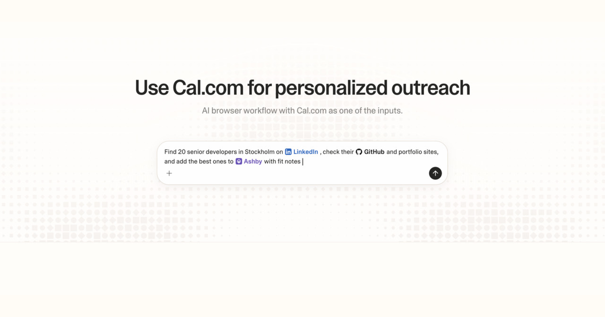 Diagram of Strawberry AI browser workflow using Cal.com for personalized outreach