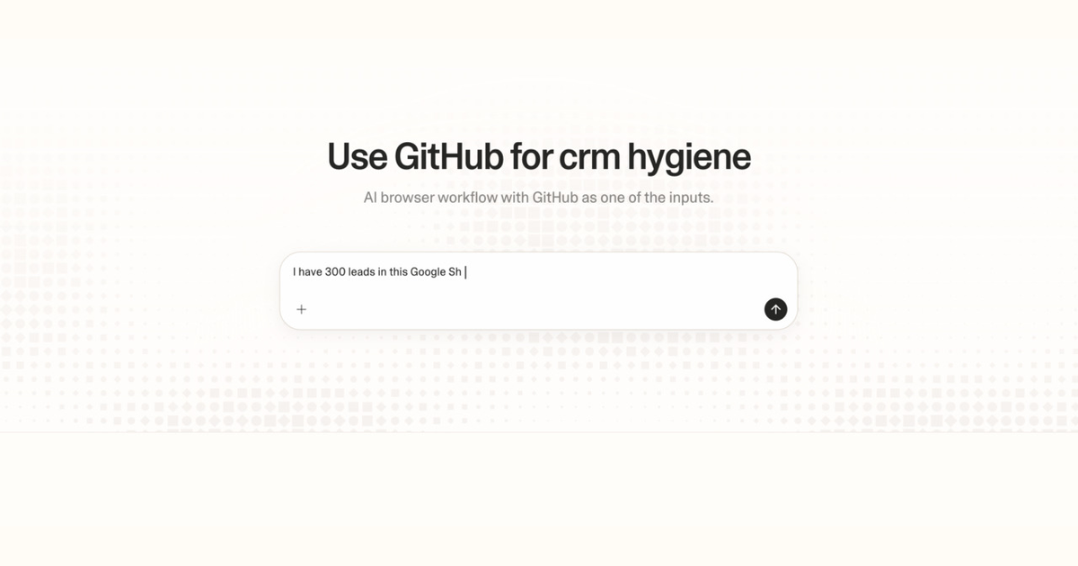 Diagram of Strawberry AI browser workflow using GitHub for CRM hygiene