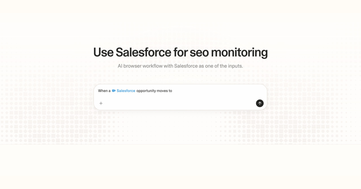 Diagram of Strawberry AI browser workflow using Salesforce for SEO monitoring