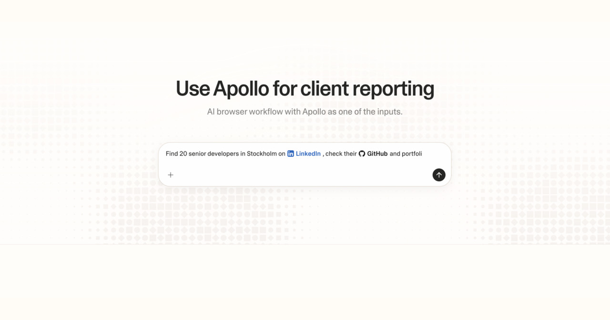 Diagram of Strawberry AI browser workflow using Apollo for client reporting
