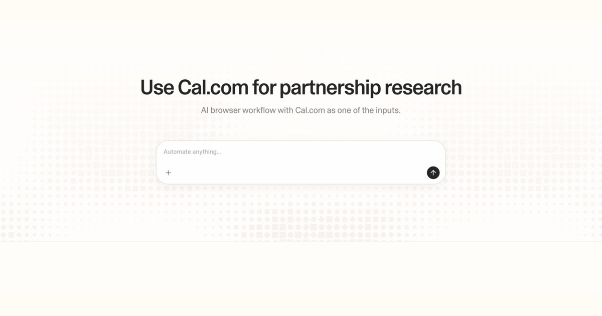 Diagram of Strawberry AI browser workflow using Cal.com for partnership research