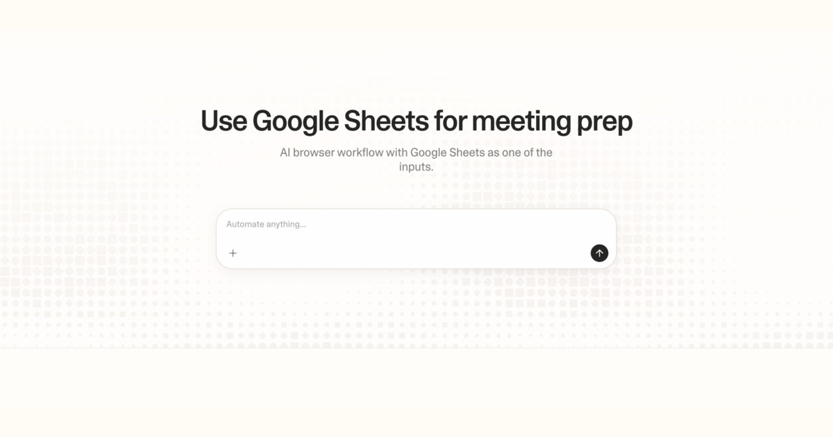 Diagram of Strawberry AI browser workflow using Google Sheets for meeting prep