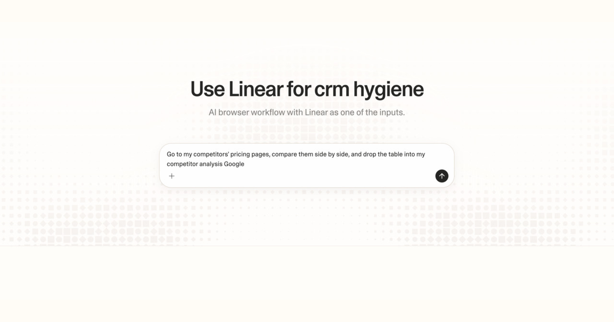 Diagram of Strawberry AI browser workflow using Linear for CRM hygiene