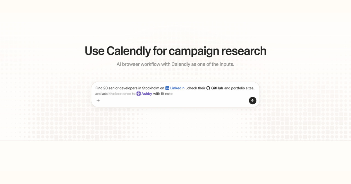 Diagram of Strawberry AI browser workflow using Calendly for campaign research