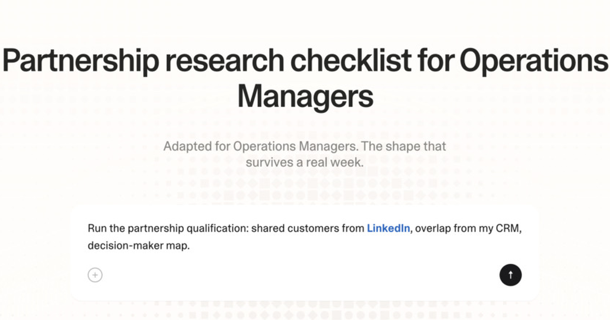 Partnership research checklist for operations managers