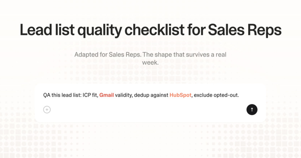 Lead list quality checklist for sales reps
