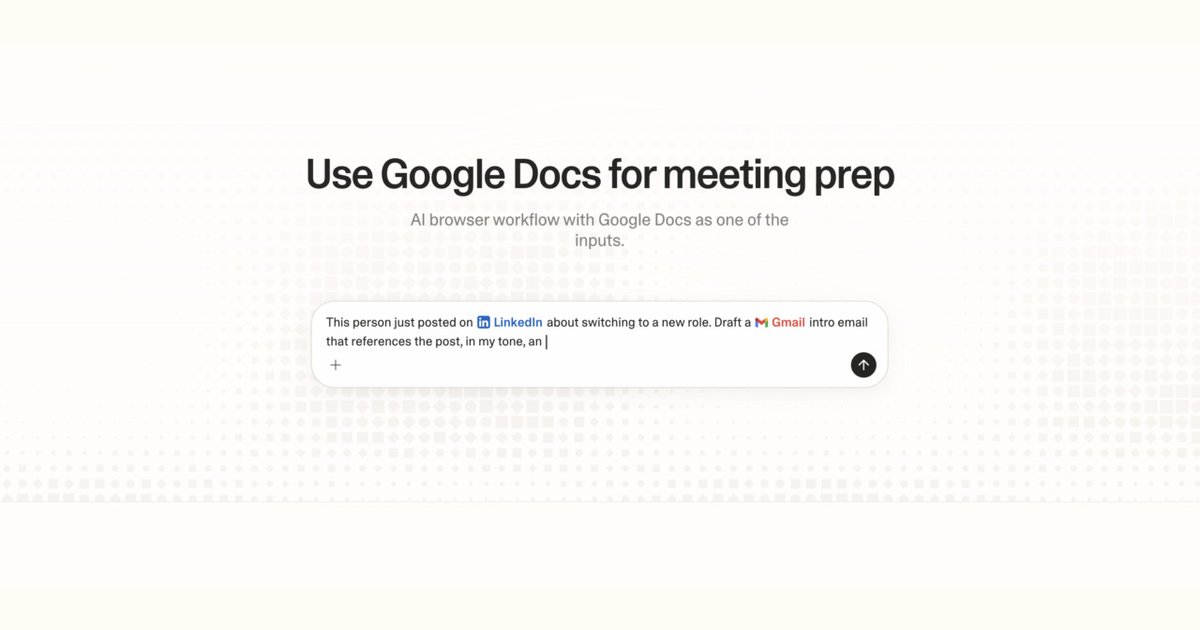 Diagram of Strawberry AI browser workflow using Google Docs for meeting prep