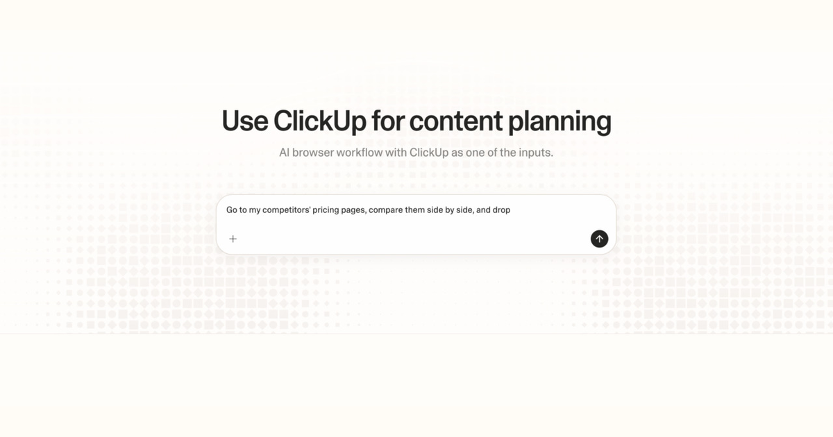 Diagram of Strawberry AI browser workflow using ClickUp for content planning