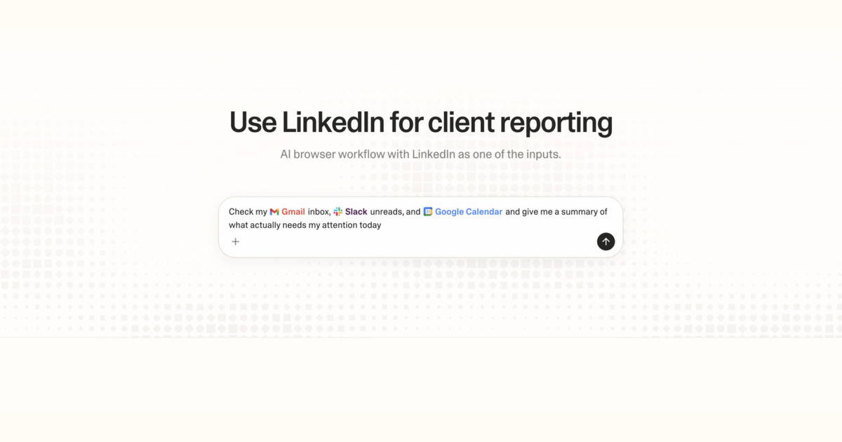 Diagram of Strawberry AI browser workflow using LinkedIn for client reporting