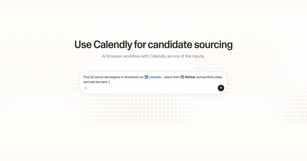 Diagram of Strawberry AI browser workflow using Calendly for candidate sourcing