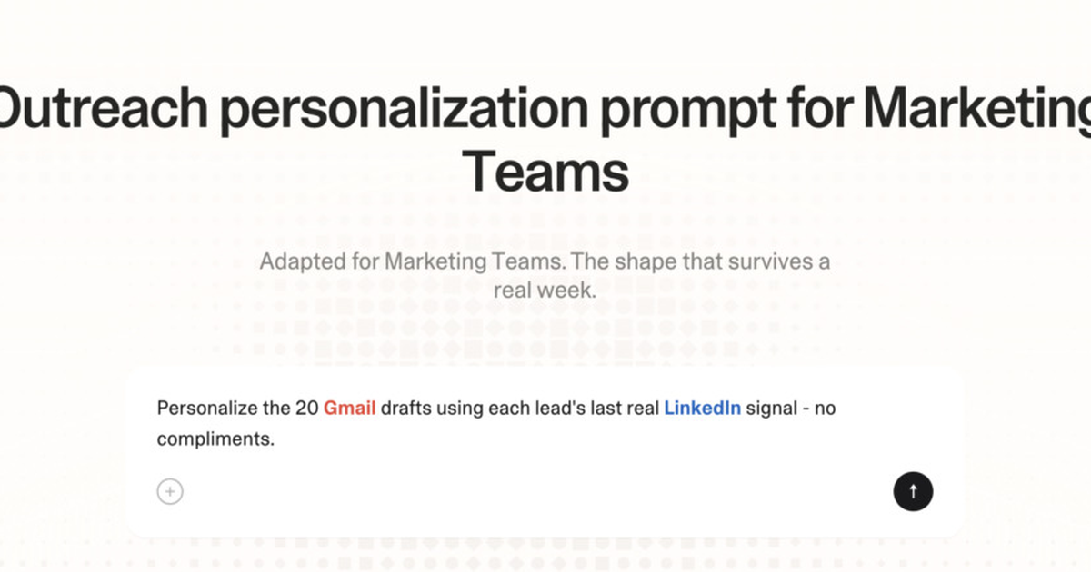 Outreach personalization prompt for marketing teams