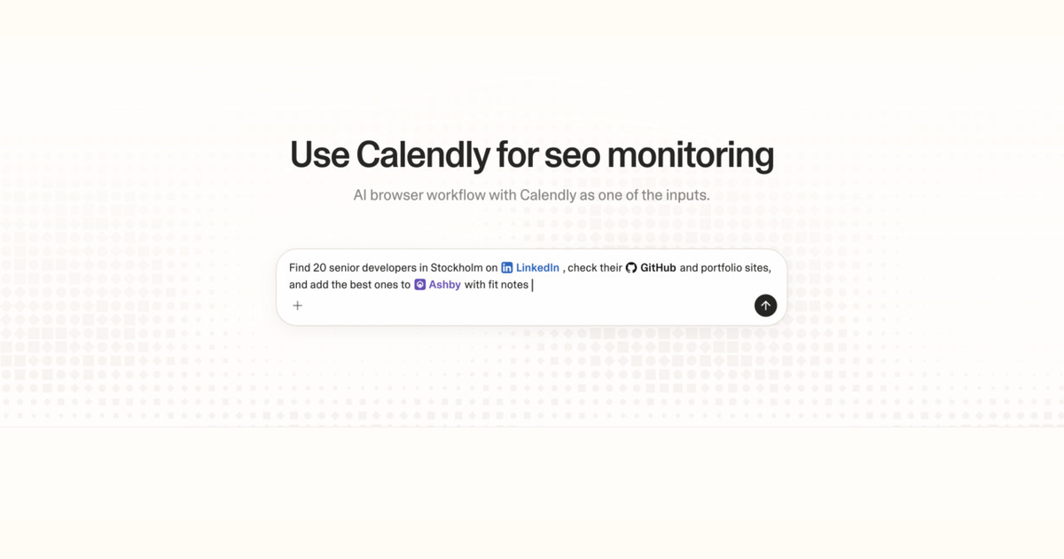 Diagram of Strawberry AI browser workflow using Calendly for SEO monitoring