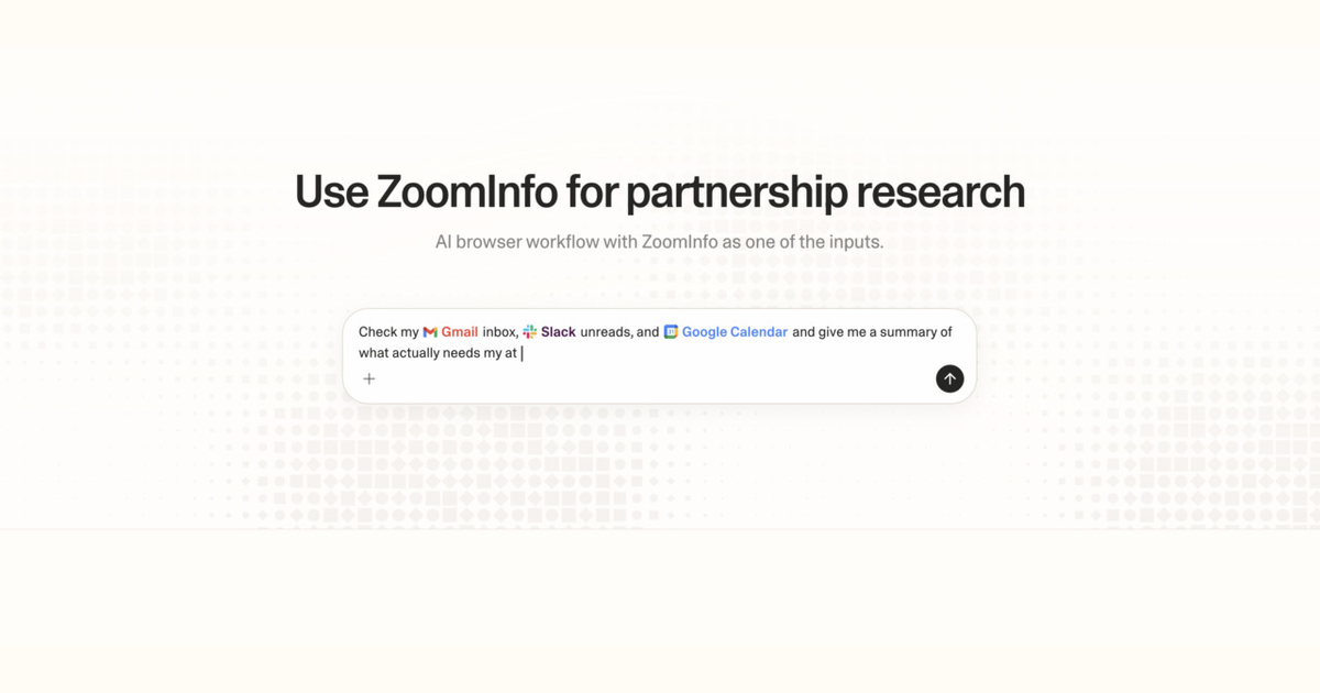 Diagram of Strawberry AI browser workflow using ZoomInfo for partnership research