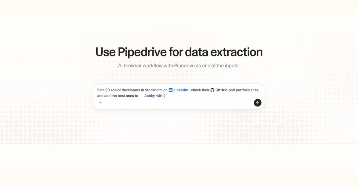 Diagram of Strawberry AI browser workflow using Pipedrive for data extraction