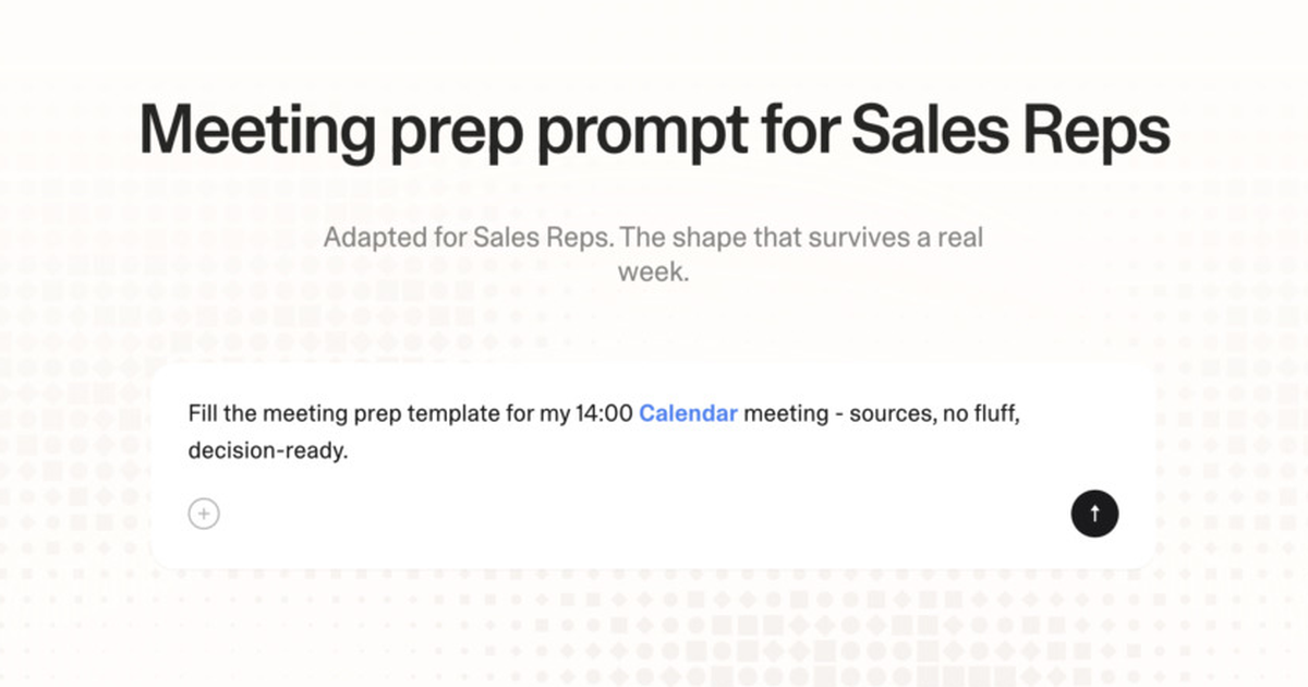 Meeting prep prompt for sales reps
