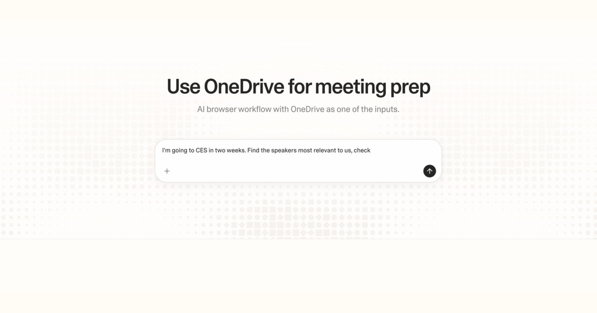 Diagram of Strawberry AI browser workflow using OneDrive for meeting prep