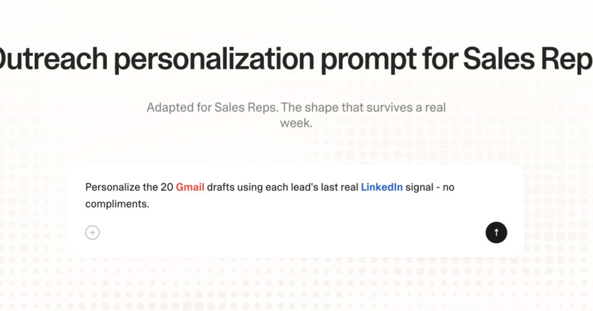 Outreach personalization prompt for sales reps