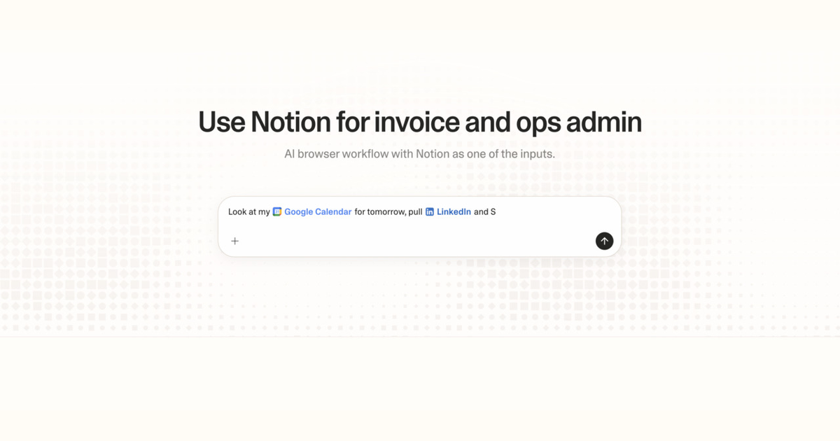 Diagram of Strawberry AI browser workflow using Notion for invoice and ops admin