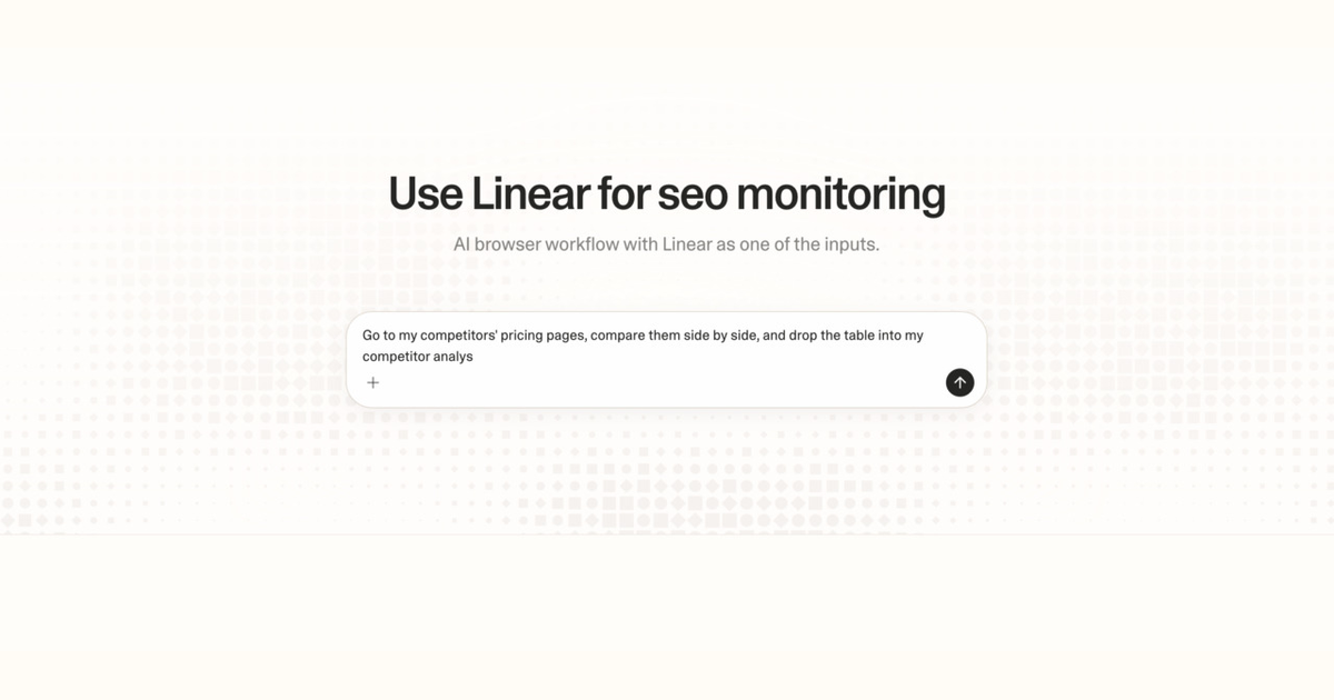 Diagram of Strawberry AI browser workflow using Linear for SEO monitoring