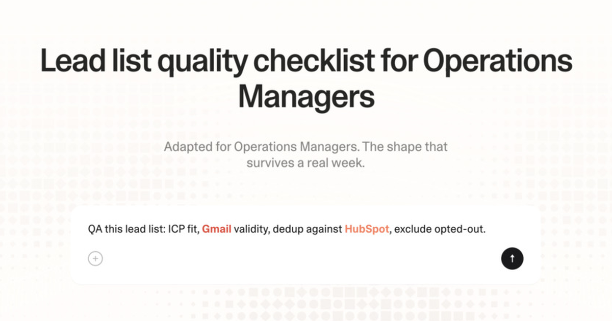 Lead list quality checklist for operations managers