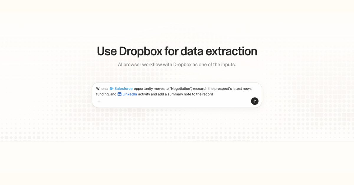 Diagram of Strawberry AI browser workflow using Dropbox for data extraction
