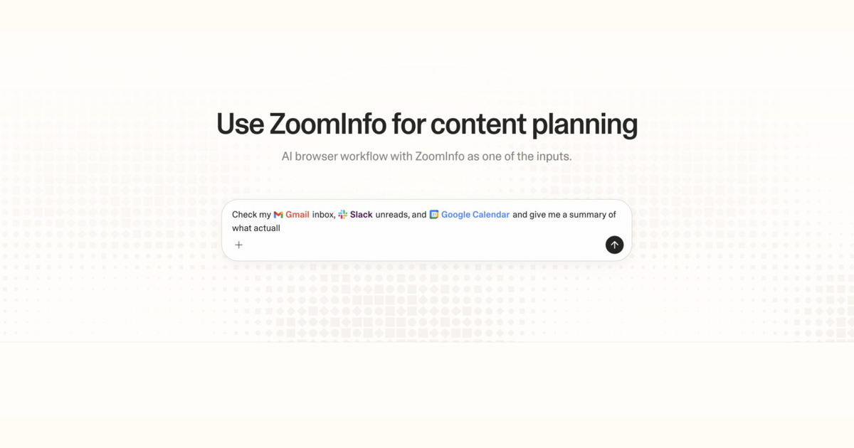 Diagram of Strawberry AI browser workflow using ZoomInfo for content planning